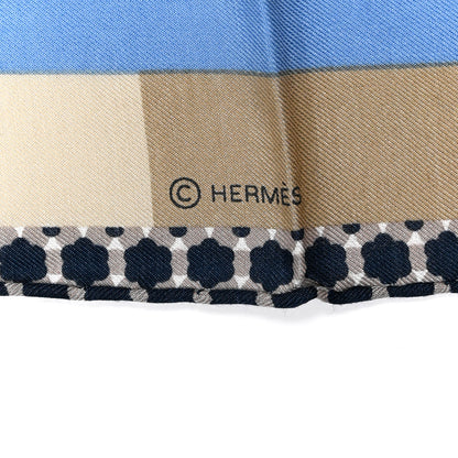 Hermes Cotton Silk Surfing Fan Scarf 65 Beige Noisette Ciel 4 of 4