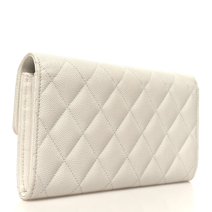 Chanel Caviar Quilted Striated CC Large Gusset Flap Wallet White 3 of 11