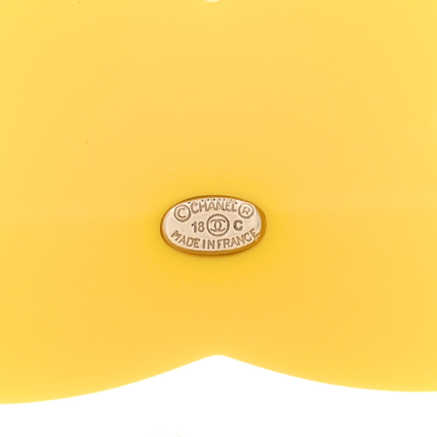 Chanel Resin Glitter Crystal CC Brooch Yellow Blue 4 of 5