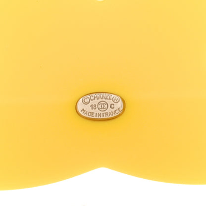 Chanel Resin Glitter Crystal CC Brooch Yellow Blue 4 of 5