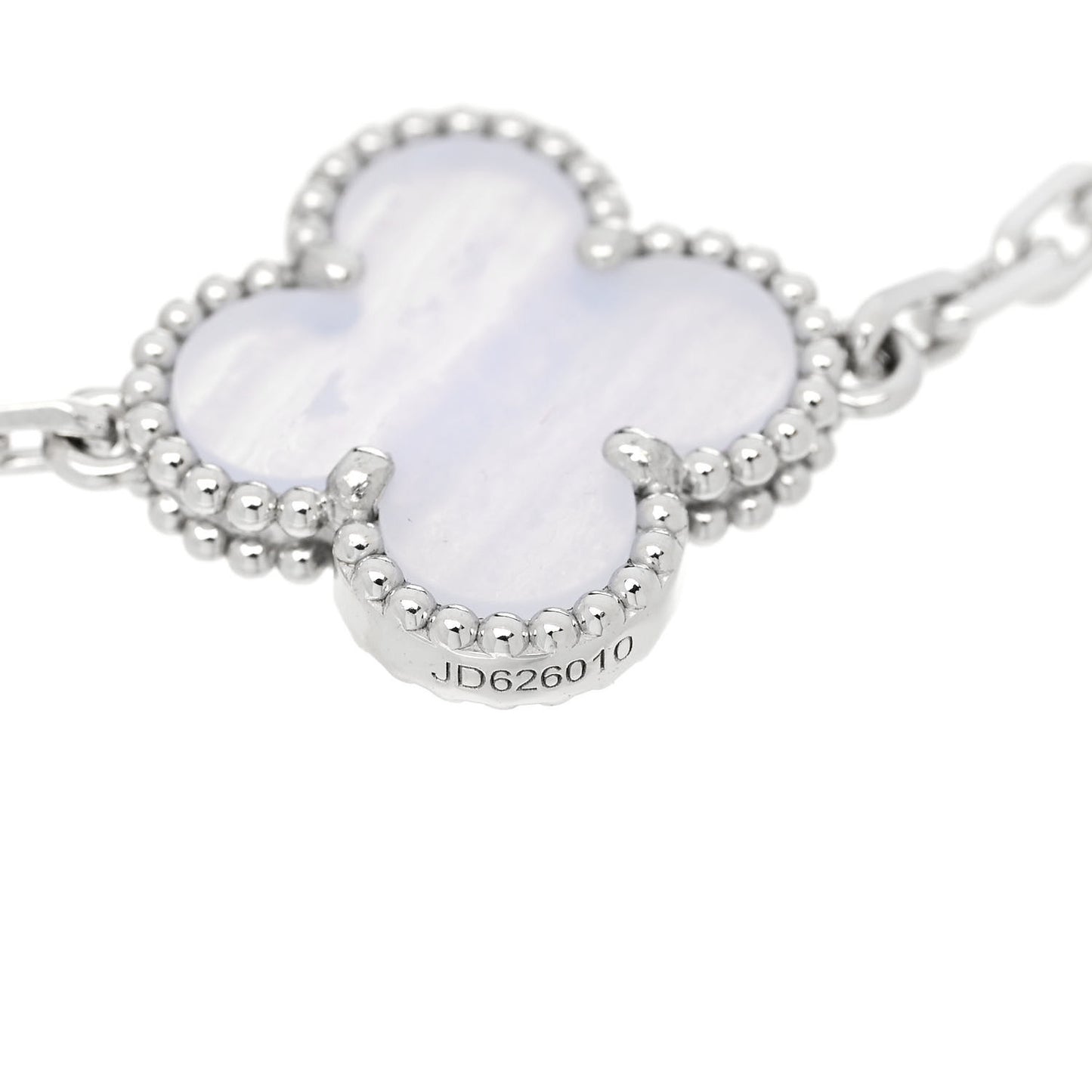 18K White Gold Chalcedony 5 Motifs Vintage Alhambra Bracelet