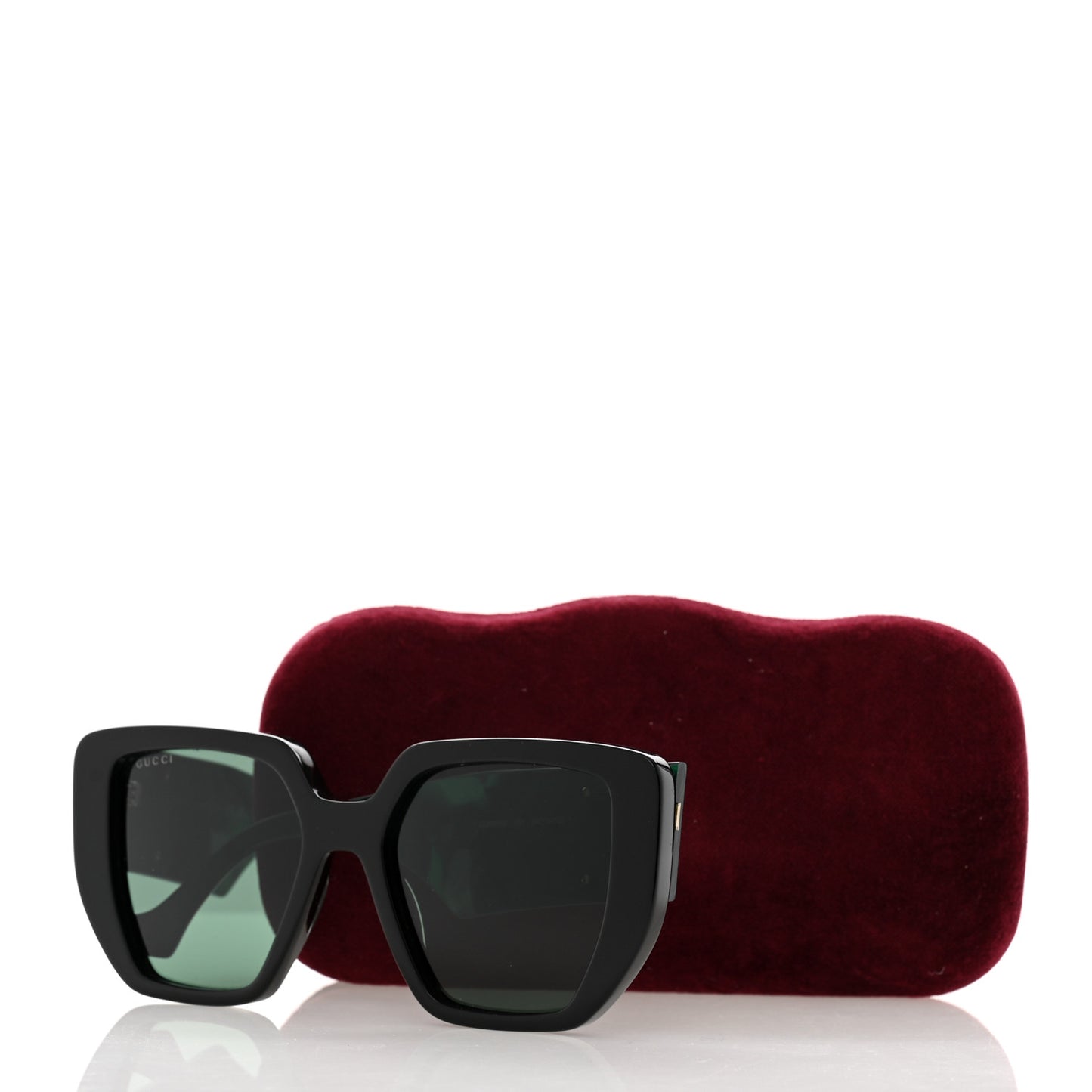 Acetate Square Frame Sunglasses GG0956S Green Black
