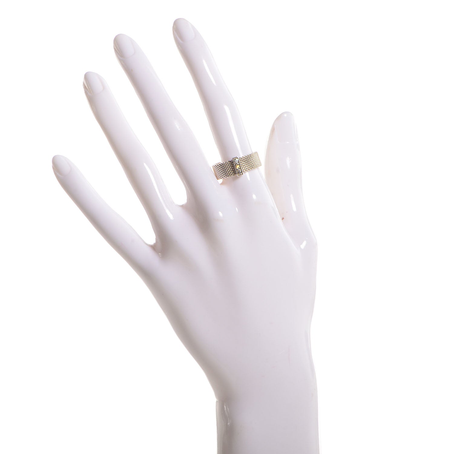 Tiffany Sterling Silver Diamond Mesh Somerset Ring 57 8 2 of 5