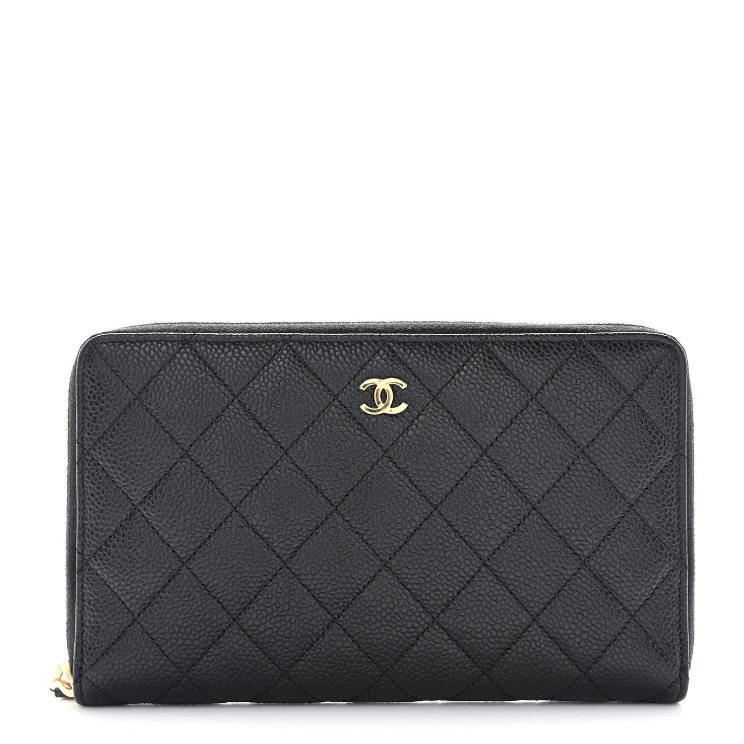 Chanel Caviar Quilted Large Zip Around Organizer Wallet Black 1 of 8