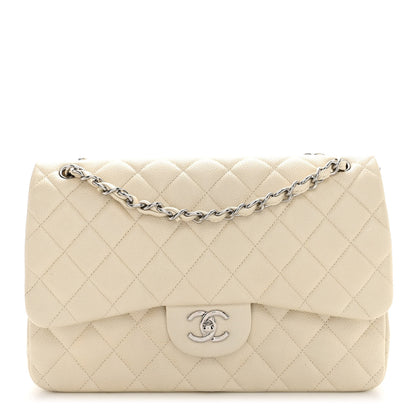Chanel Caviar Quilted Jumbo Double Flap White 1 of 14
