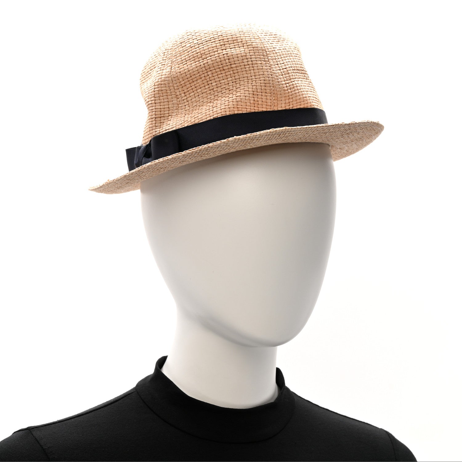 Gucci Straw Grosgrain Wide Brim Hat L Black 2 of 11
