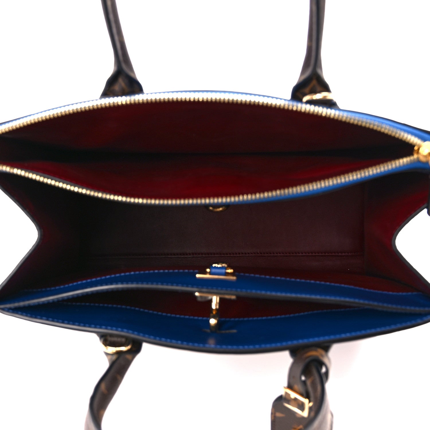 Louis Vuitton Calfskin Monogram City Steamer MM Blue Burgundy White 5 of 16