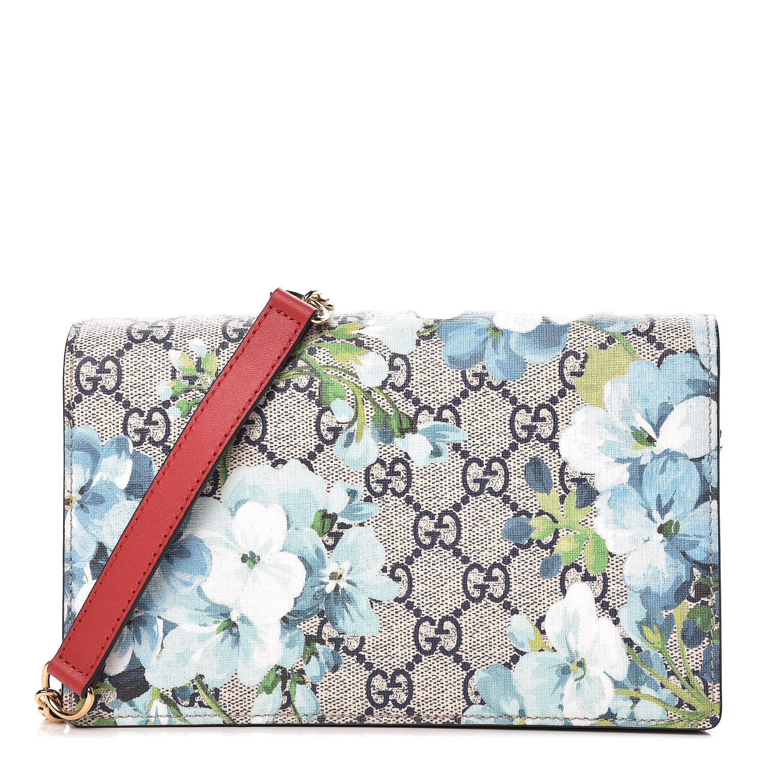 Gucci GG Supreme Monogram Blooms Chain Wallet Blue 1 of 8