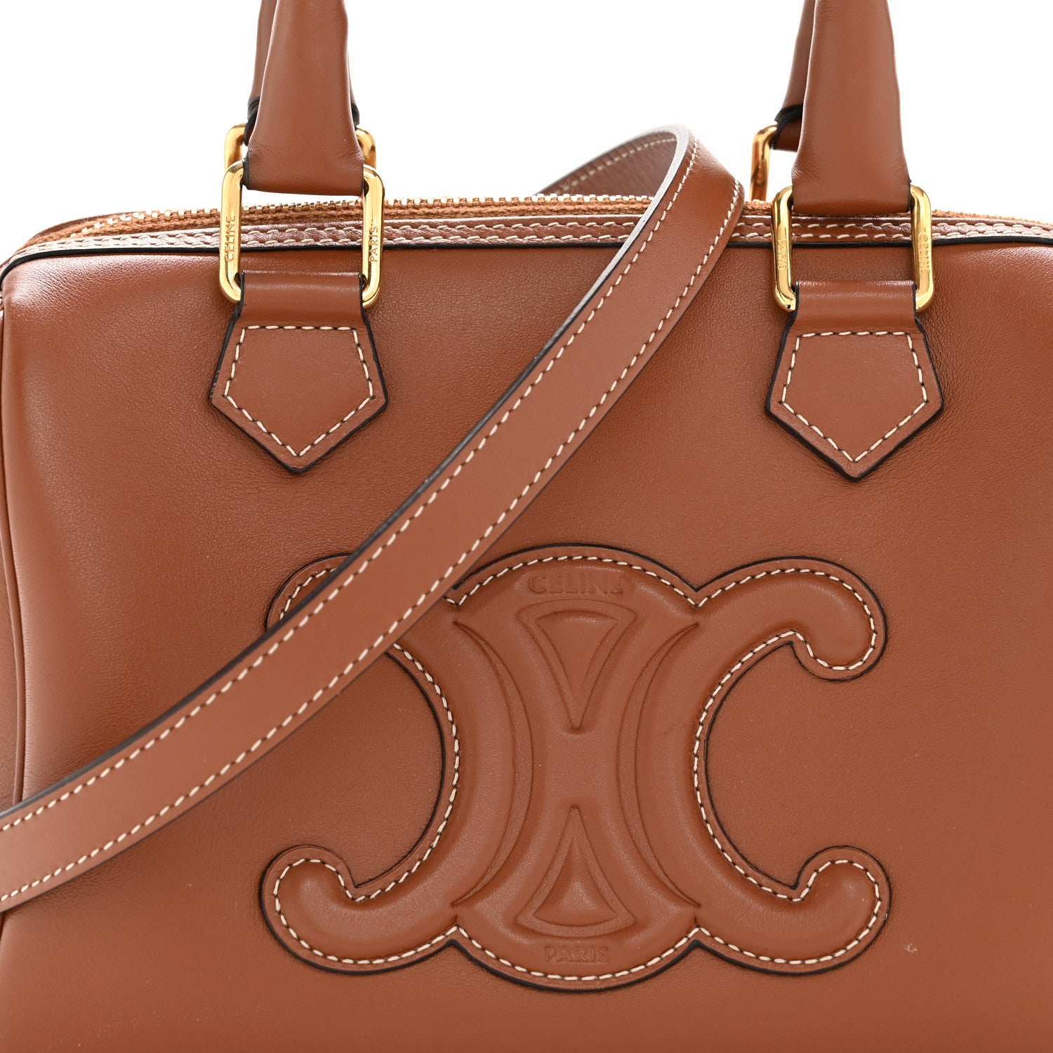 Celine Smooth Calfskin Triomphe Small Boston Bag Tan 24 of 40