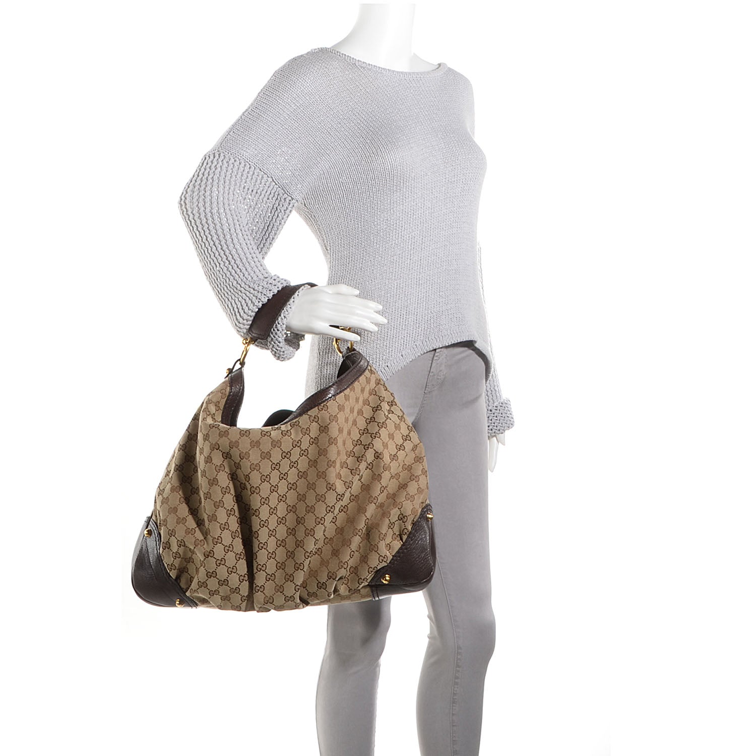 Gucci Monogram Large Jockey Hobo Brown 2 of 7