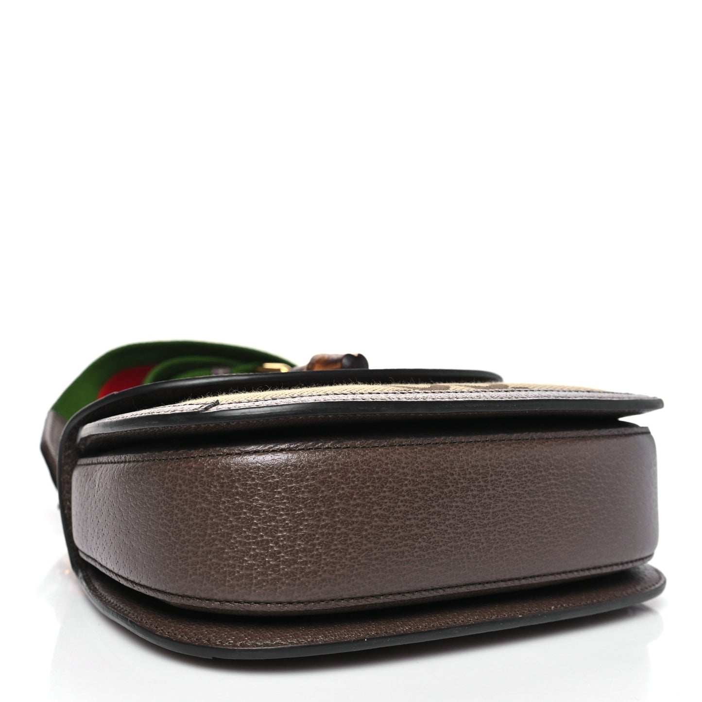 Monogram Jumbo GG Textured Dollar Calfskin Web Small Bamboo 1947 Top Handle Bag Camel Ebony New Acero