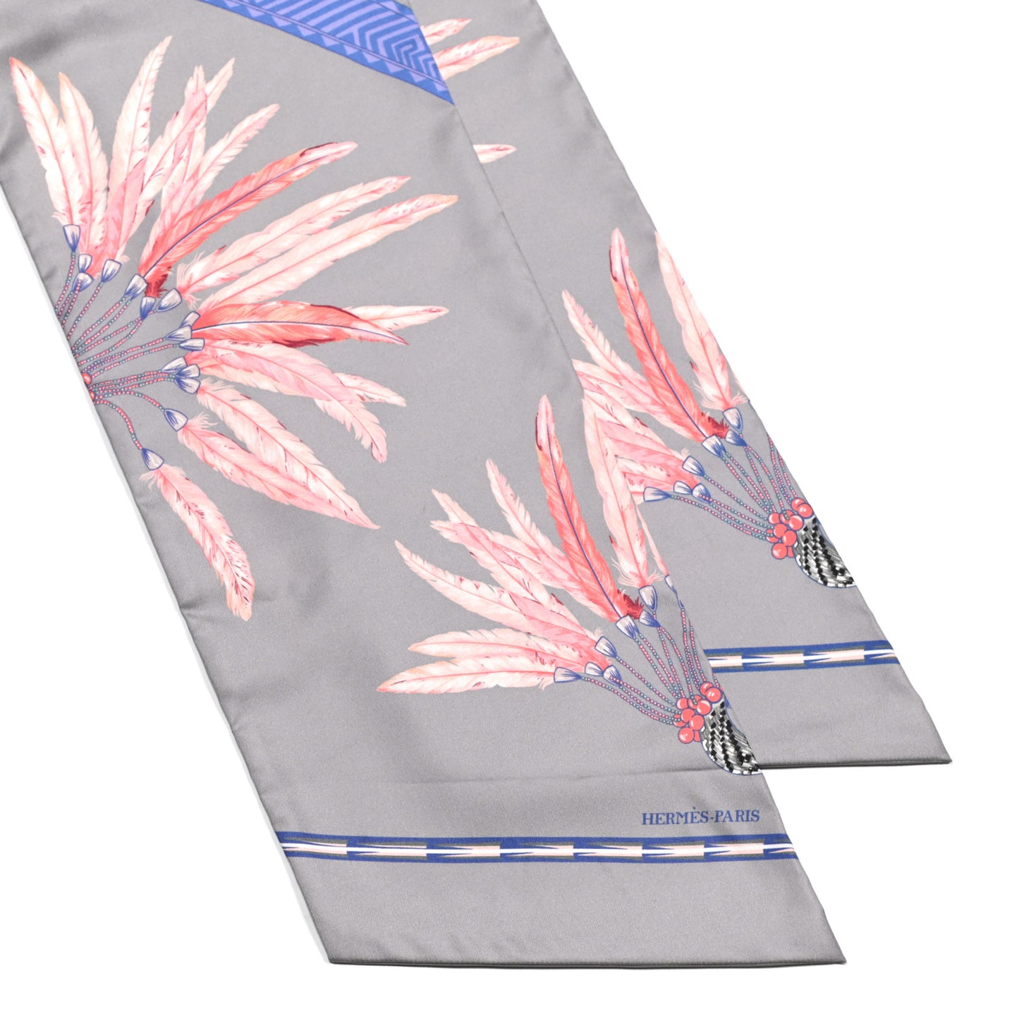 Silk Brazil Maxi Twilly Gris Perle Saumon Mauve