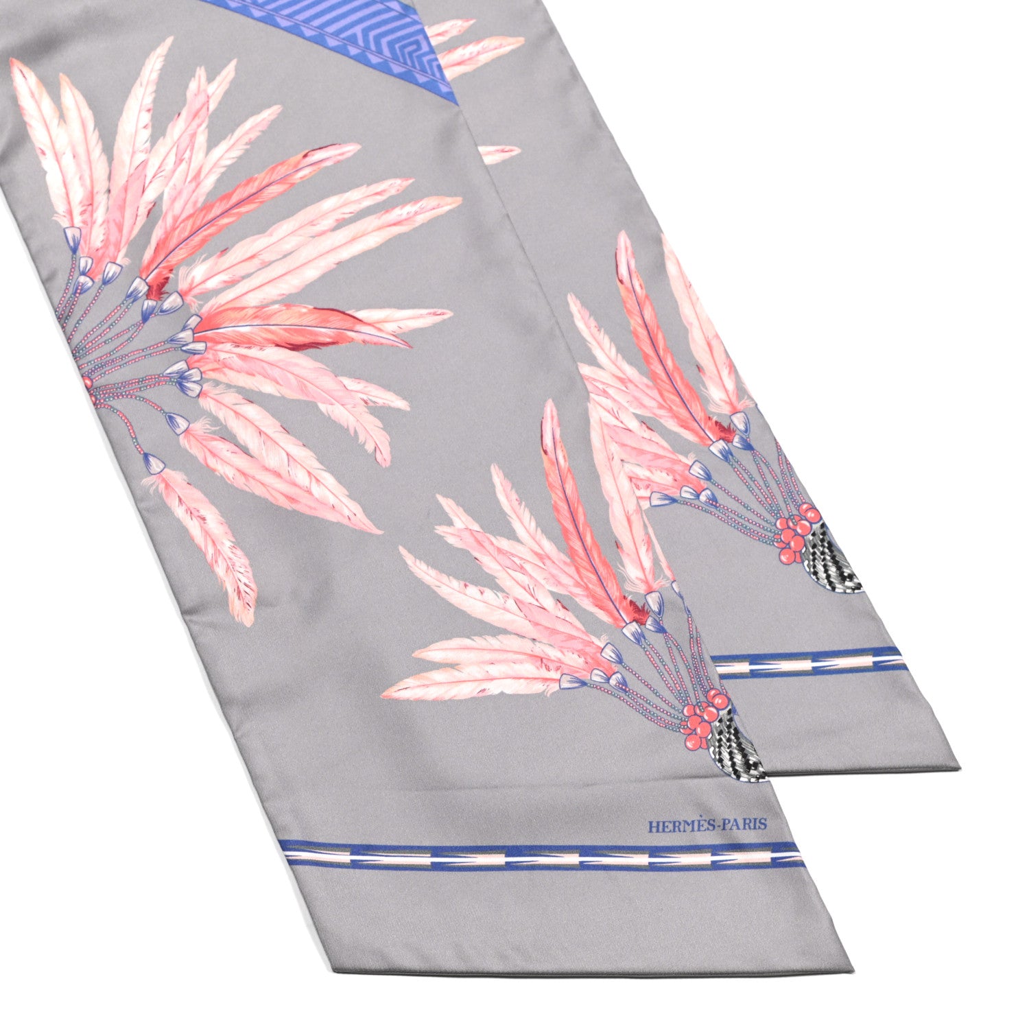 Hermes Silk Brazil Maxi Twilly Gris Perle Saumon Mauve 2 of 6