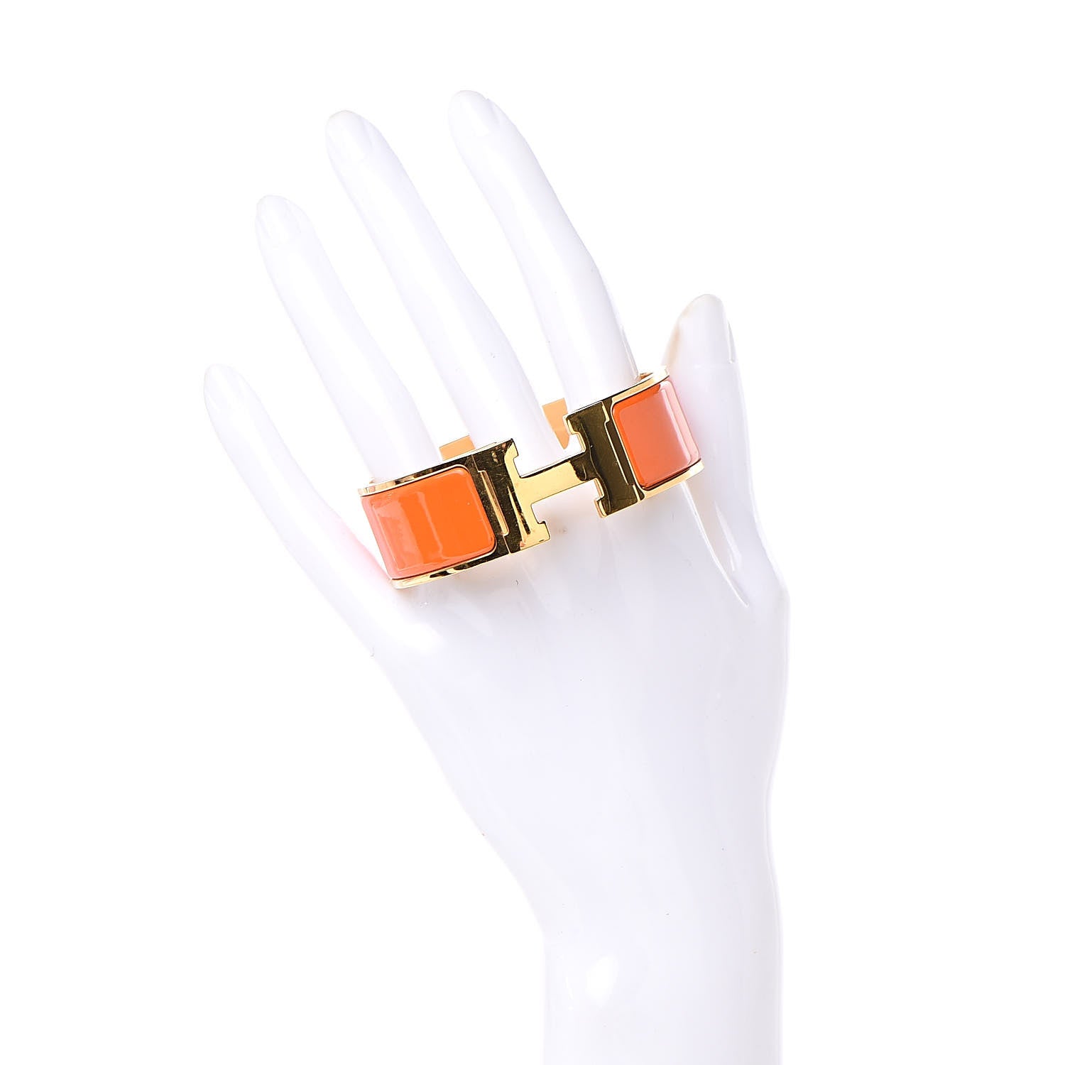 Hermes Enamel Wide Clic Clac H Bracelet GM Orange 2 of 6