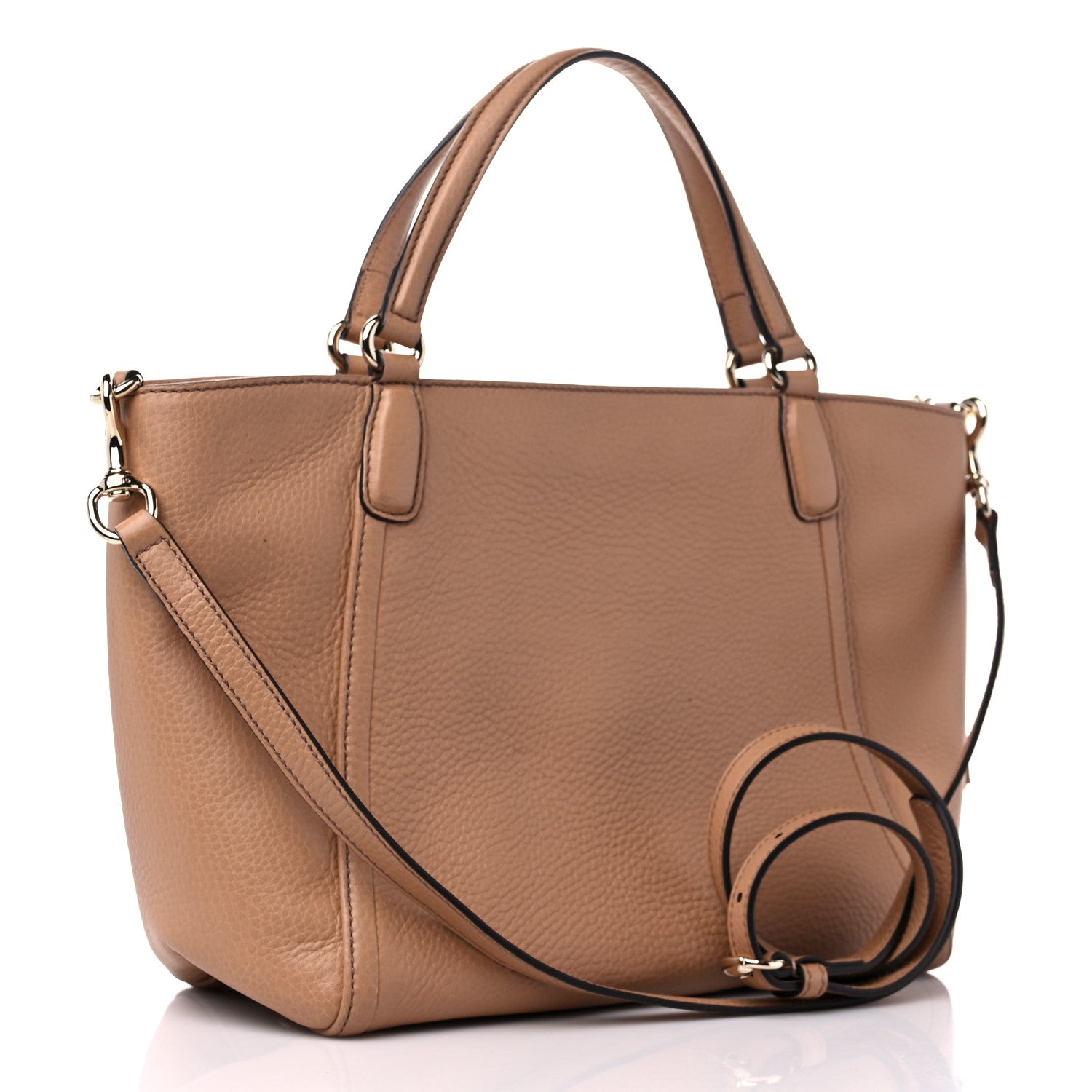 Gucci Pebbled Calfskin Small Soho Top Handle Bag Camelia 3 of 13