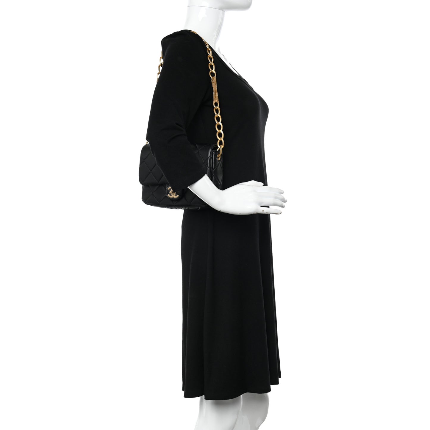Lambskin Quilted Chain Flap Black