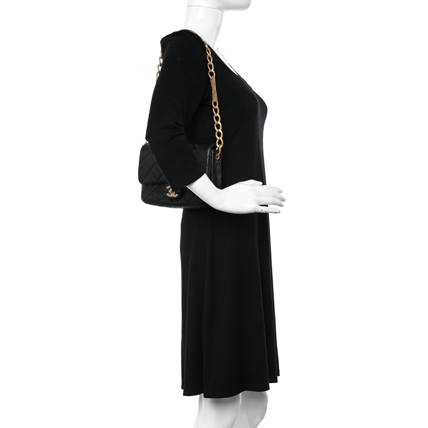 Chanel Lambskin Quilted Chain Flap Black 2 of 11