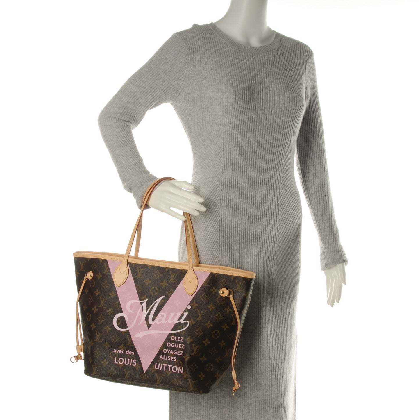 Monogram Maui V Neverfull MM Rose Ballerine