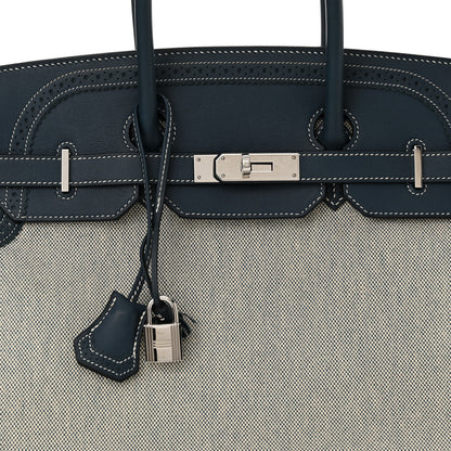 Hermes Swift Toile Ghillies Birkin 35  Bleu Saphir 8 of 13