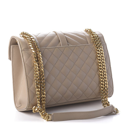 Saint Laurent Grain De Poudre Textured Mixed Matelasse Medium Triquilt Monogram Satchel Latte Cream 3 of 9