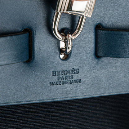 Hermes Toile Vache Calfskin Herbag 30 PM Backpack Navy Bleu 6 of 6