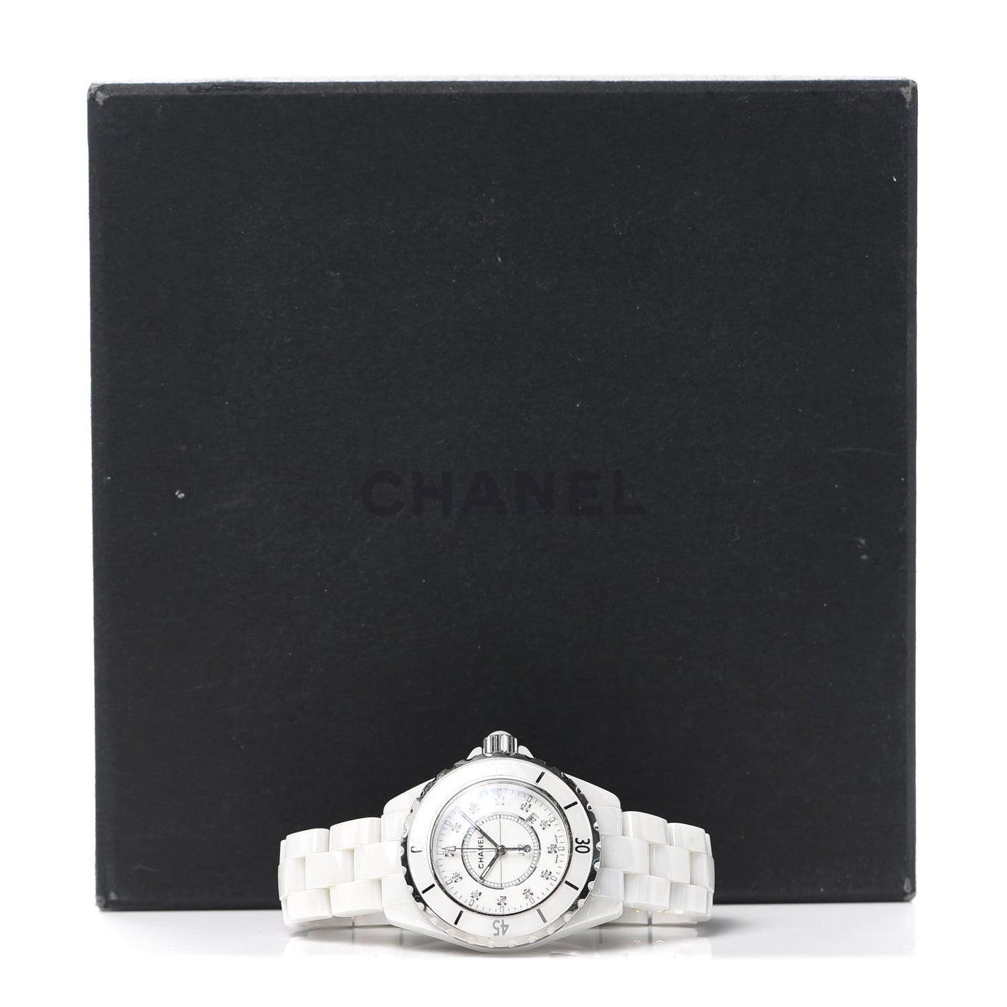 Stainless Steel Ceramic Diamond 33mm J12 Quartz Watch White