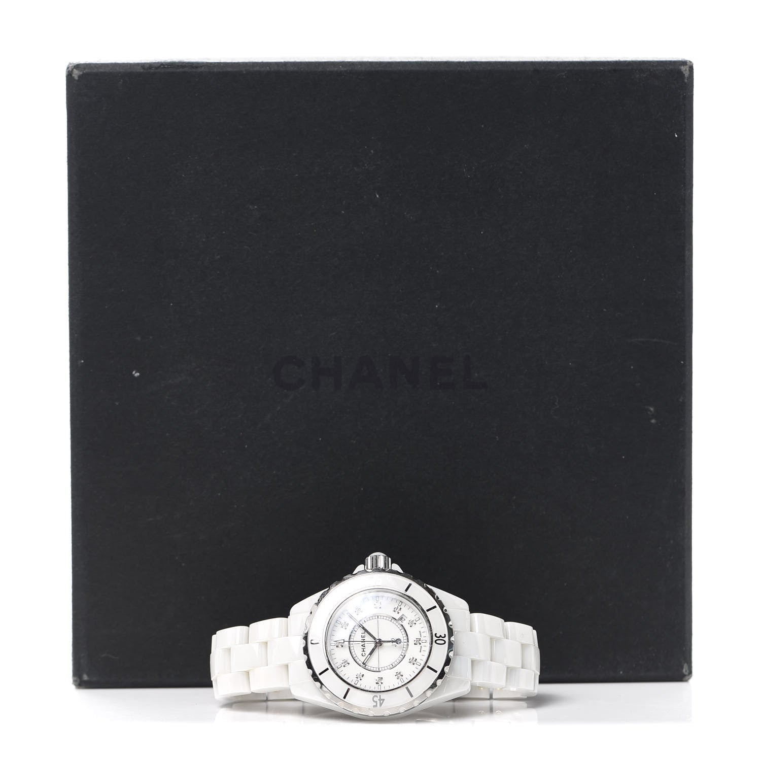Chanel Stainless Steel Ceramic Diamond 33mm J12 Quartz Watch White 6 of 6