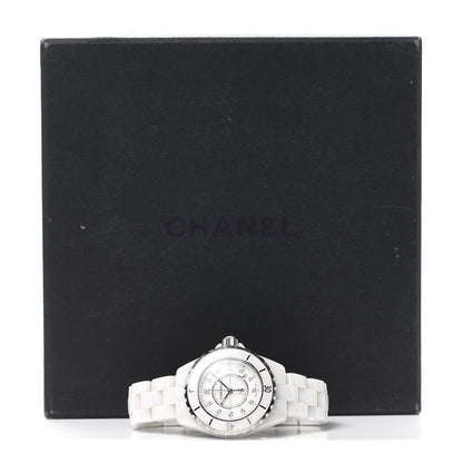 Chanel Stainless Steel Ceramic Diamond 33mm J12 Quartz Watch White 6 of 6