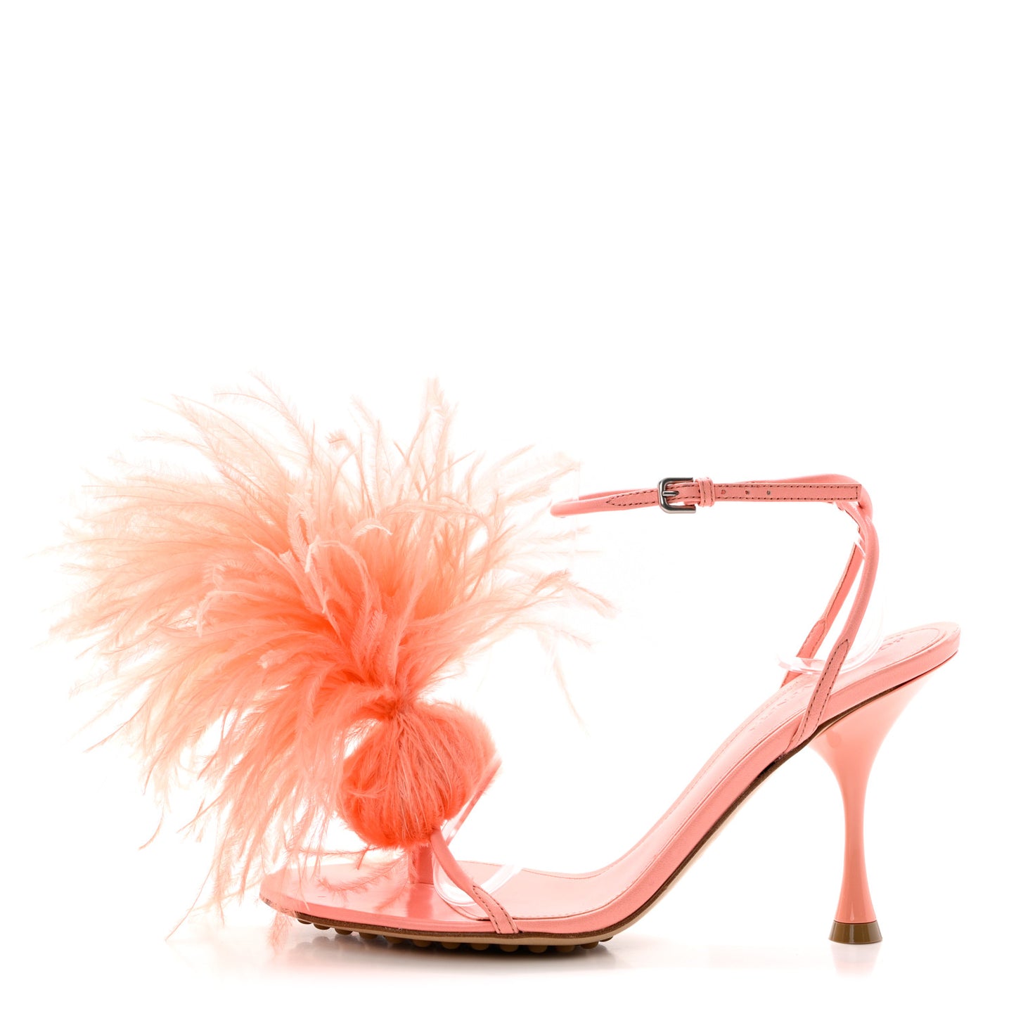 Lambskin Feather Dot Sandals 36 Flamingo