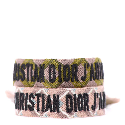 Christian Dior Woven Cotton J'Adior Friendship Bracelet Set Green Pink 1 of 4