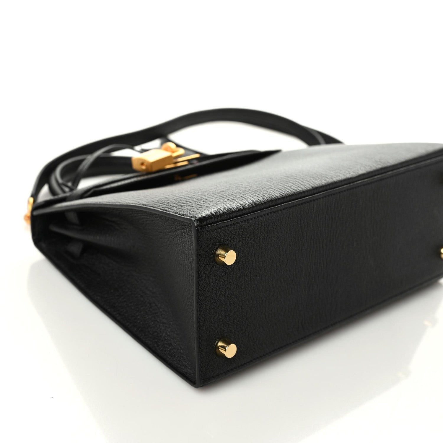 Hermes Chevre Mysore Horseshoe Kelly Sellier 25 Black Rose Pourpre 5 of 11