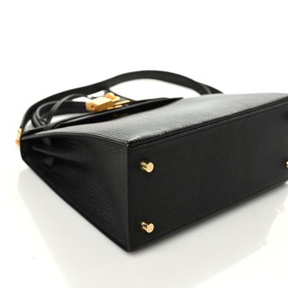 Hermes Chevre Mysore Horseshoe Kelly Sellier 25 Black Rose Pourpre 5 of 11