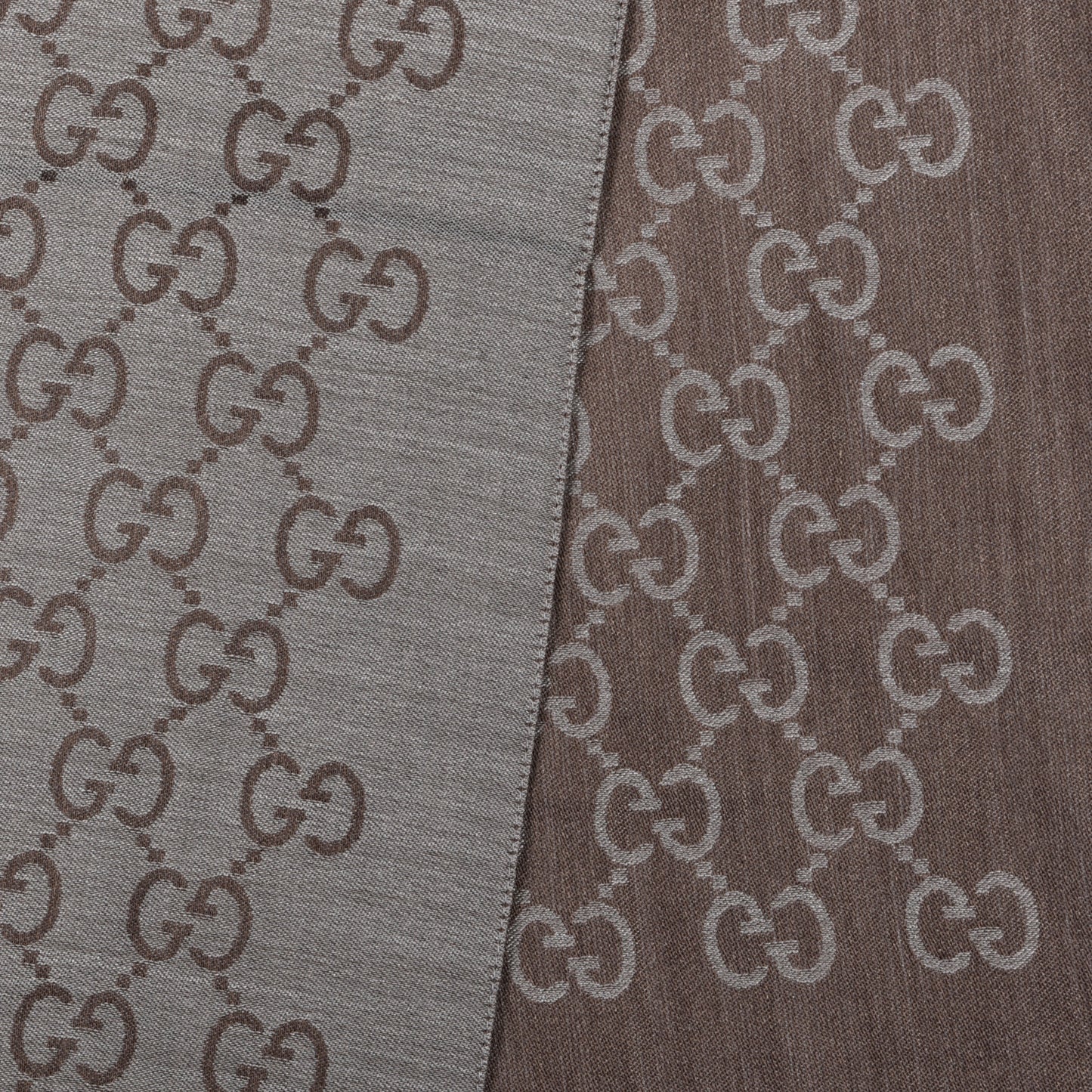Wool Monogram Fringe Scarf Gray