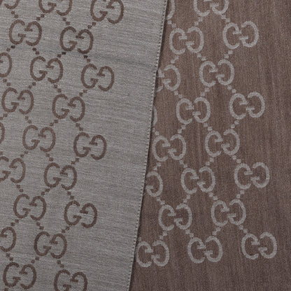 Gucci Wool Monogram Fringe Scarf Gray 3 of 4