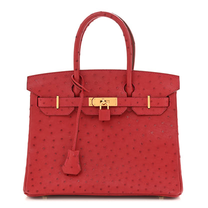 Hermes Ostrich Birkin 30 Rouge Vif 1 of 13