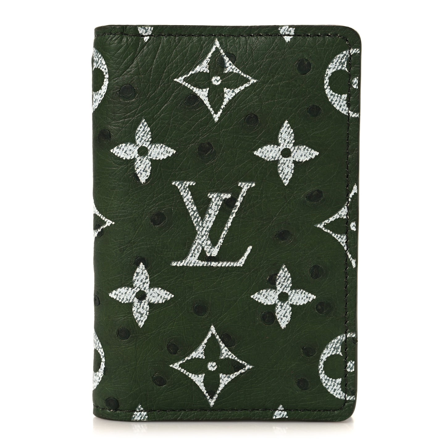 Ostrich Monogram Pocket Organizer Cactus