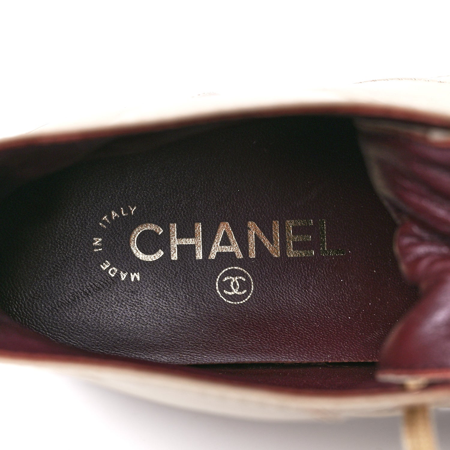 Chanel Calfskin CC Turnlock Lace Up Boots 37.5 Beige 9 of 10