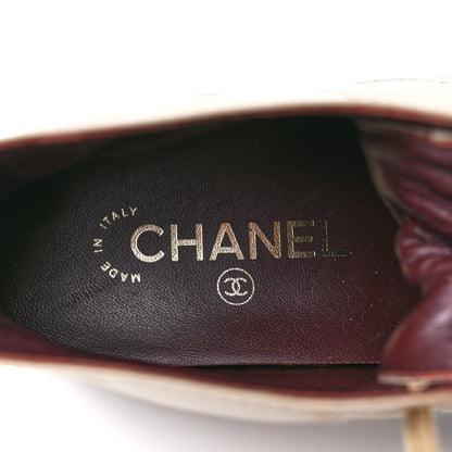 Chanel Calfskin CC Turnlock Lace Up Boots 37.5 Beige 9 of 10