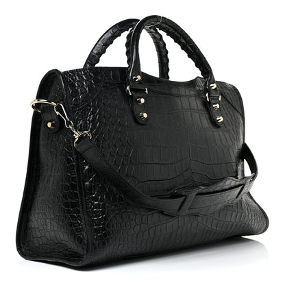 Balenciaga Calfskin Crocodile Embossed Classic Hardware City Black 6 of 24