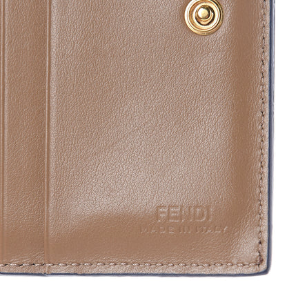 Fendi Vitello Liberty Vitello Century Bi-Color By The Way Compact Bi-Fold Wallet Bordeaux Sand 6 of 8