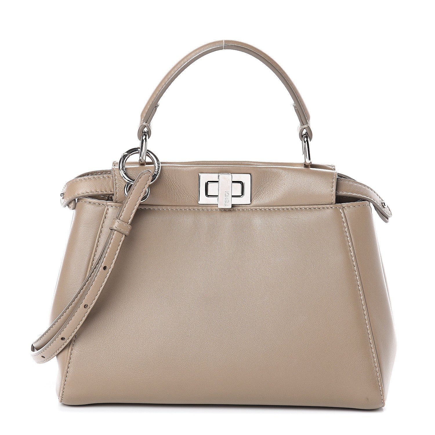 Fendi Nappa Mini Peekaboo Iconic Satchel Tortora 1 of 8
