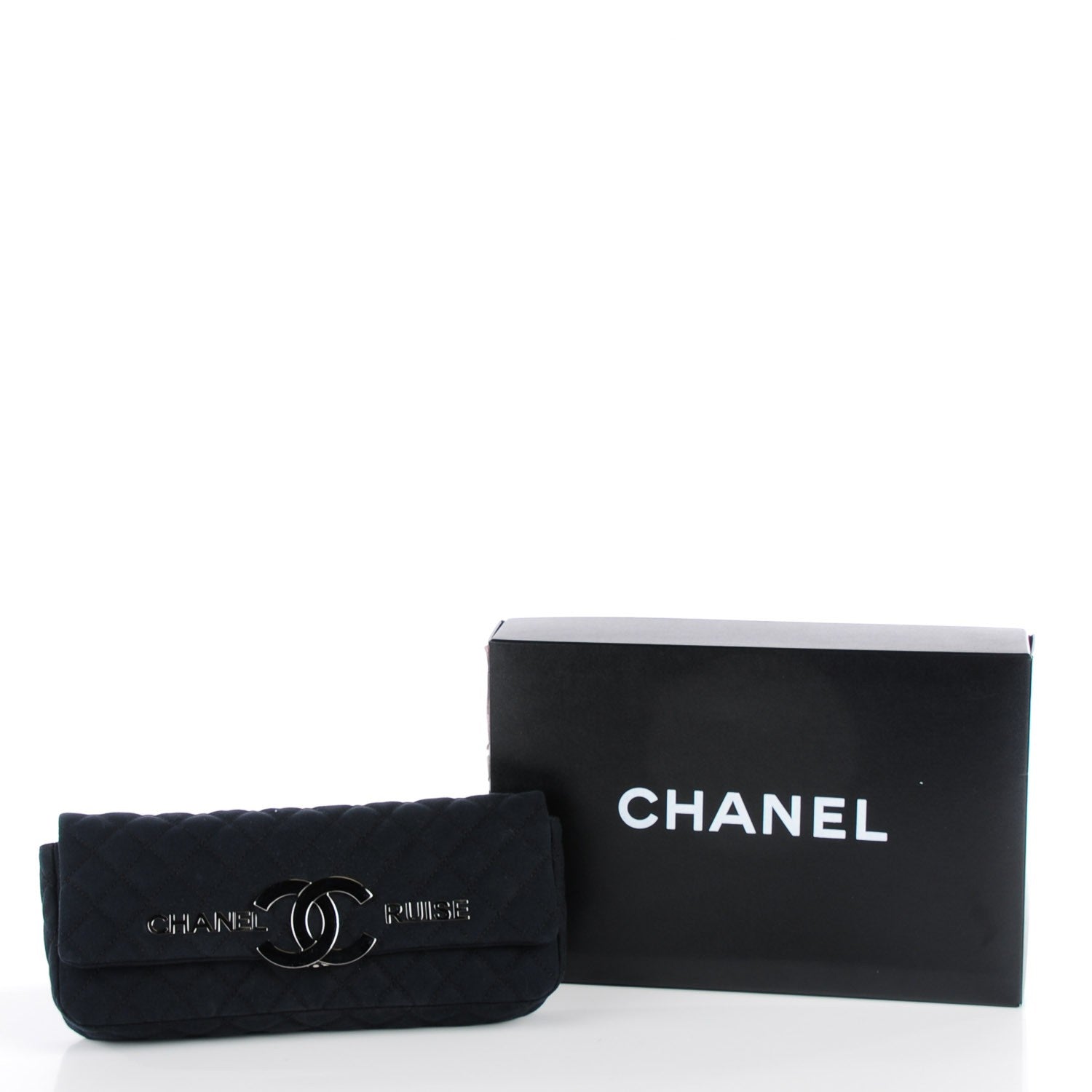 Chanel Canvas Quilted CC Cruise East West Flap Clutch Black 8 of 8