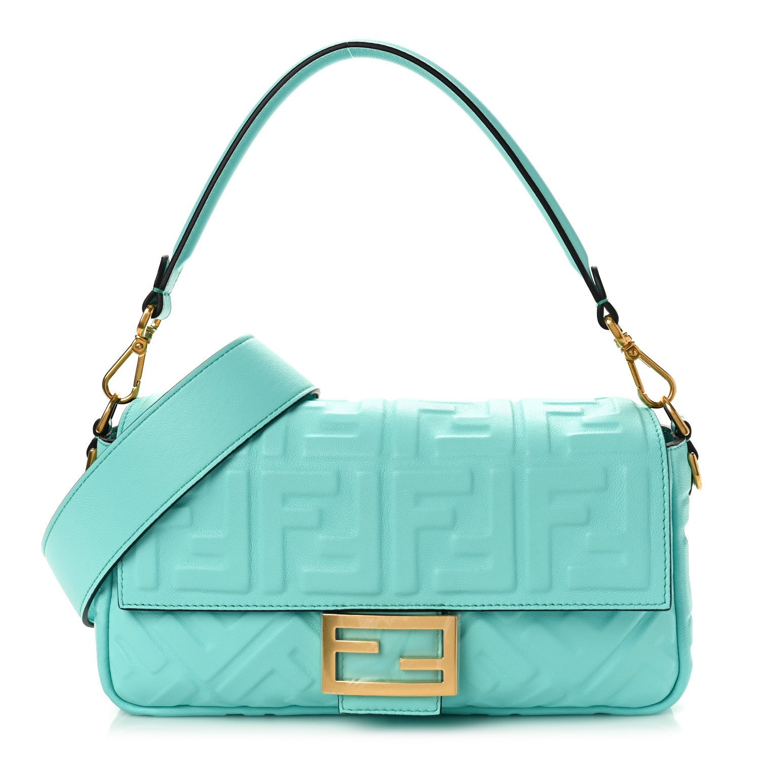 Fendi Nappa FF 1974 Embossed Baguette Tiffany 1 of 8