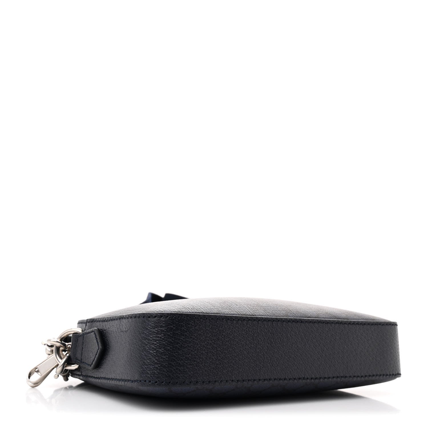 Gucci GG Supreme Monogram Textured Dollar Calfskin Web Ophidia Wristlet Shoulder Bag Black Blue 4 of 10