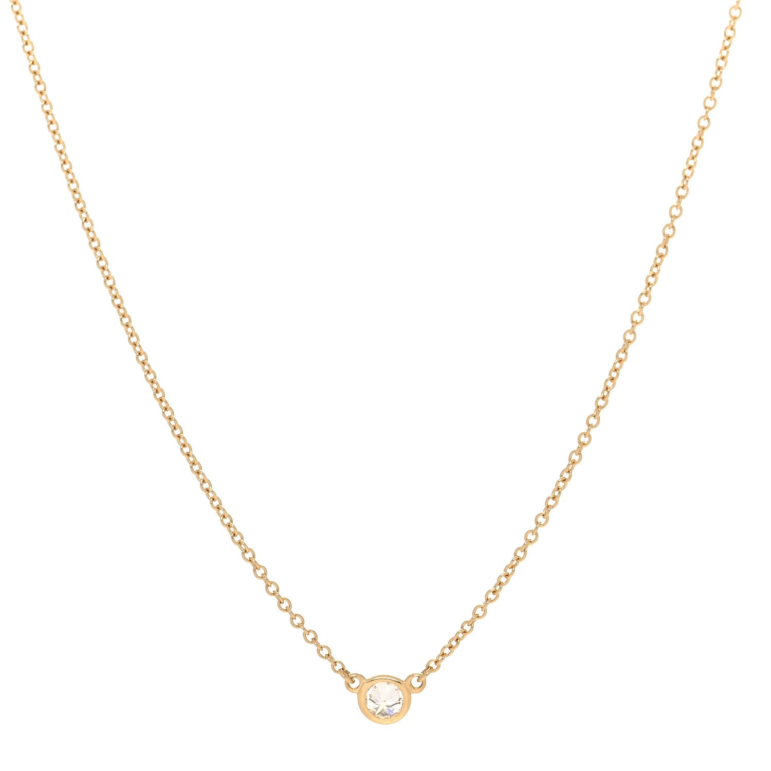 Tiffany 18K Yellow Gold Diamond .12ct Elsa Peretti Diamonds by the Yard Pendant Necklace 1 of 5