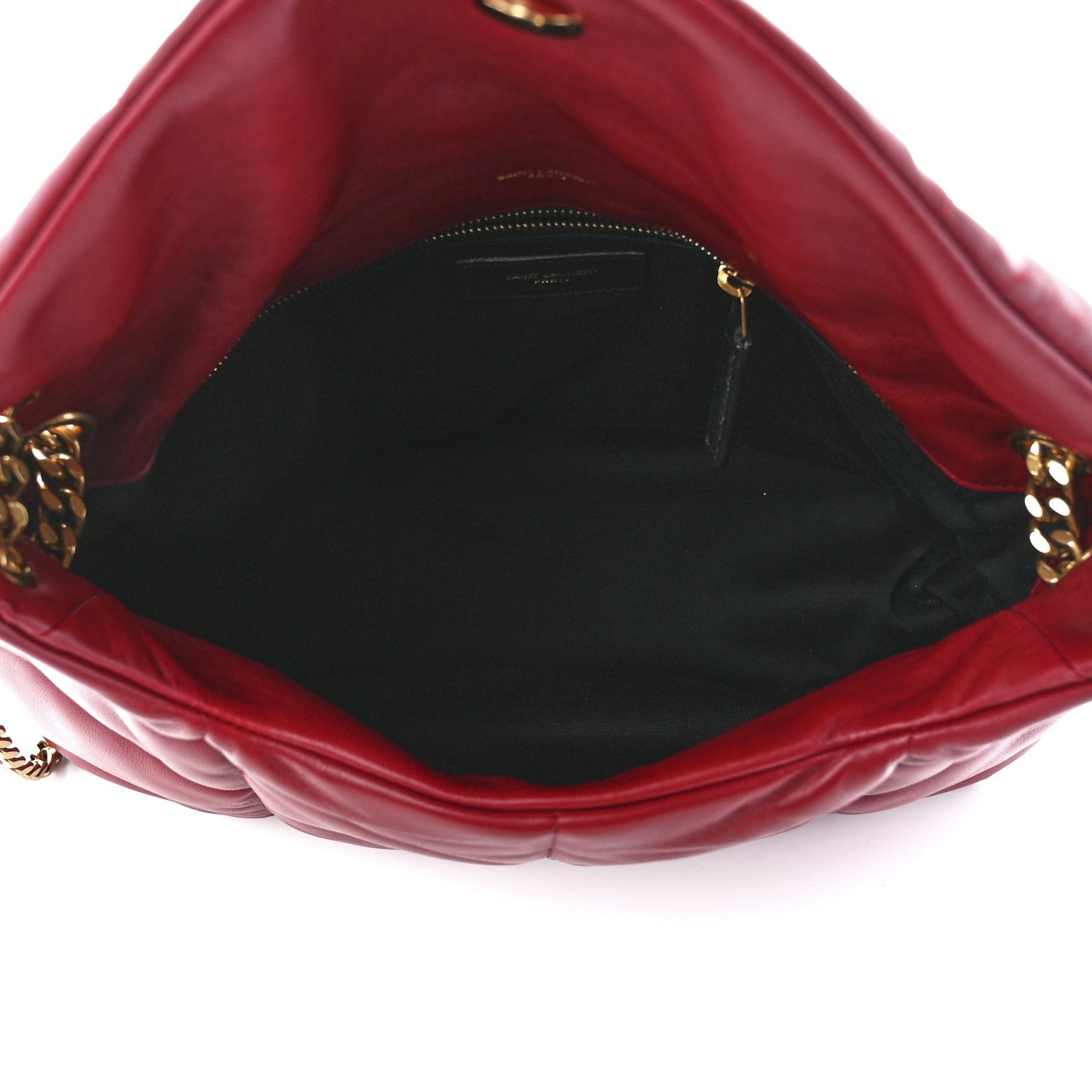 Saint Laurent Lambskin Quilted Medium Loulou Puffer Monogram Chain Satchel Opyum Red 5 of 12