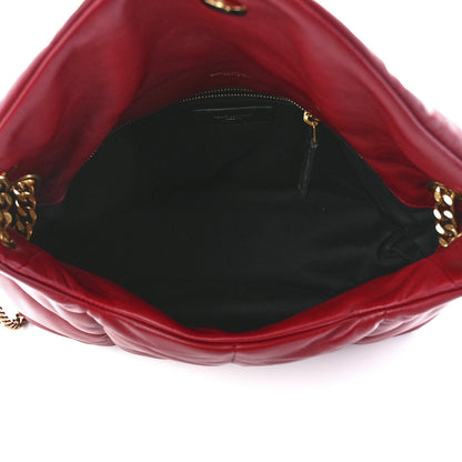 Saint Laurent Lambskin Quilted Medium Loulou Puffer Monogram Chain Satchel Opyum Red 5 of 12