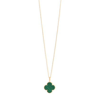 Van Cleef & Arpels 18K Yellow Gold Malachite Magic Alhambra Pendant Necklace 1 of 6