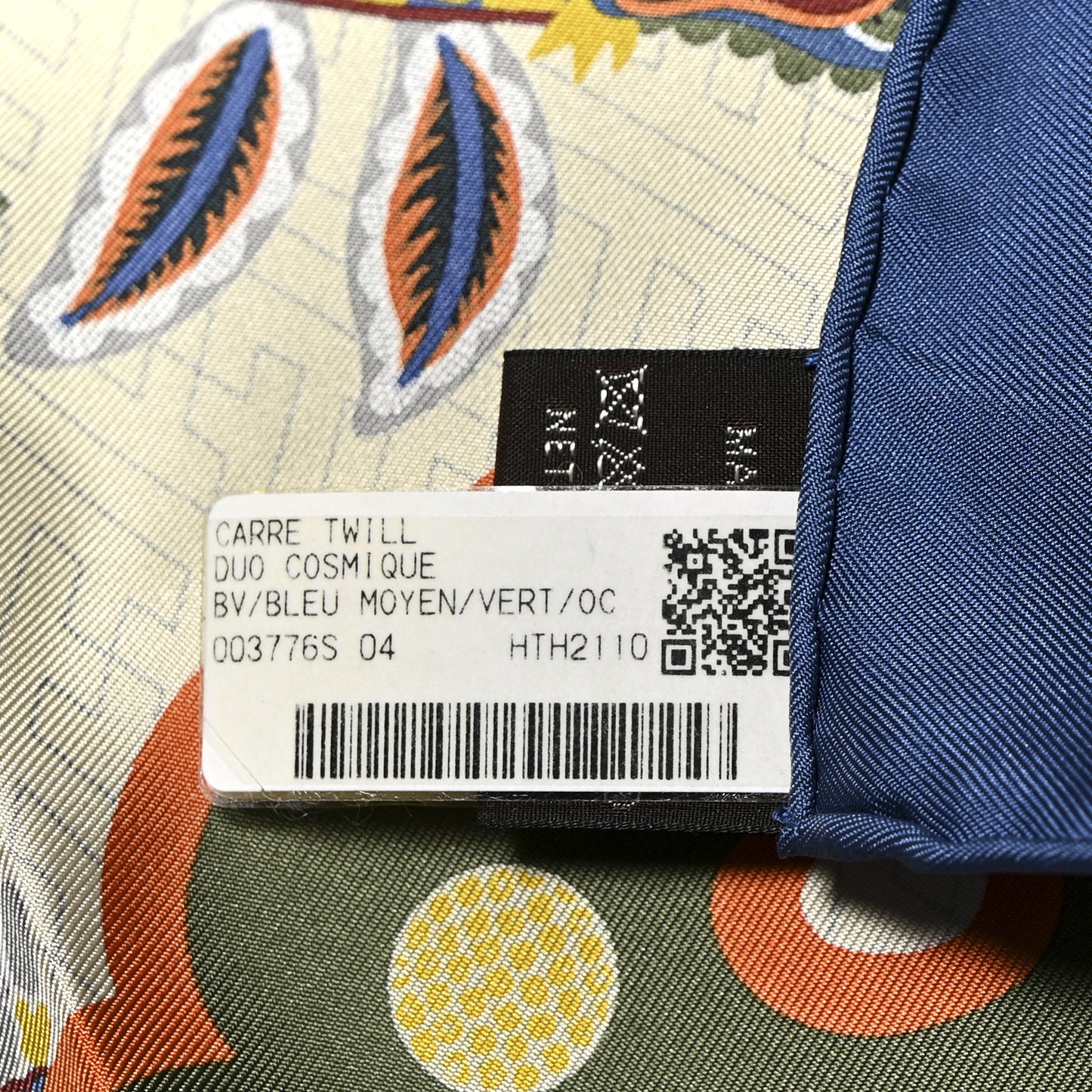 Silk Twill Duo Cosmique Scarf 90 Bleu Moyen Vert Ocre