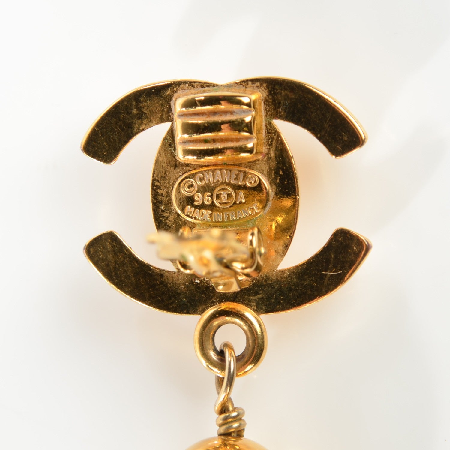 Chanel Pearl CC Turnlock Drop Clip On Earrings Gold 7 of 8